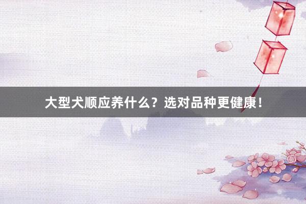 大型犬顺应养什么?选对品种更健康!